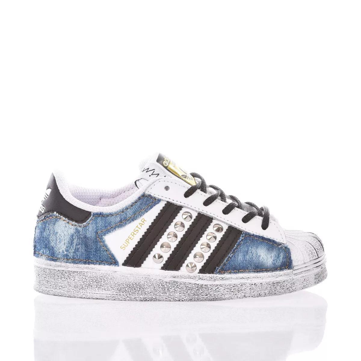 Adidas Superstars Blue Glitter Adidas Superstar Junior Indigo Bleached