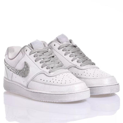 Nike Washed Silver Court Vision Swarovski