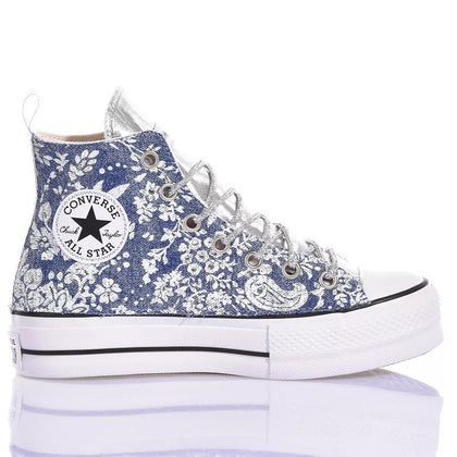 Converse Platform Flower Jeans Platform Special,Swarovski
