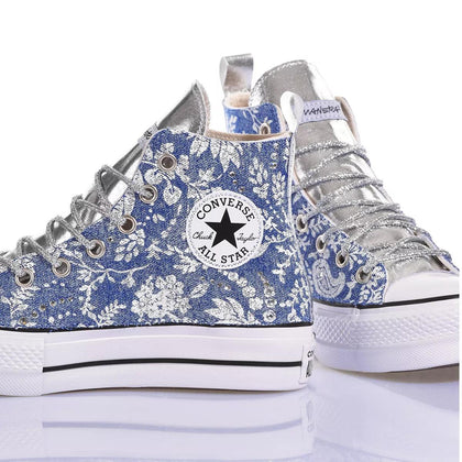 Converse Platform Flower Jeans Platform Special,Swarovski