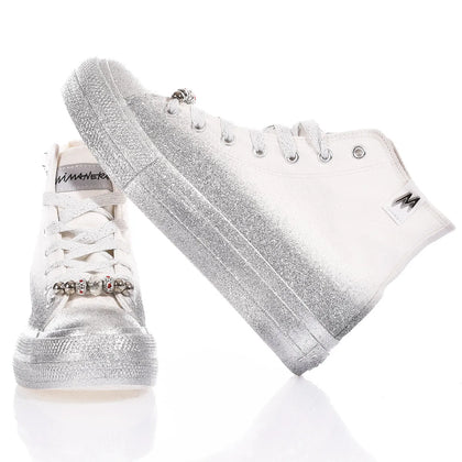 Mimanera Airlines Platform Silver Glittery Airlines Platform Glitter