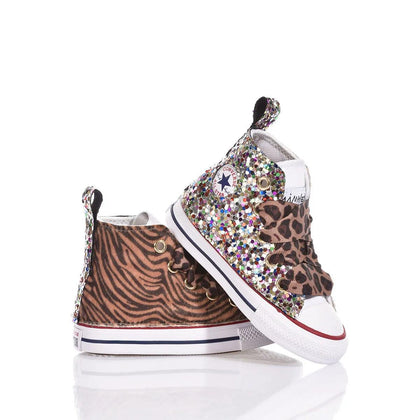 Converse Baby Tiger Rainbow Chuck Taylor Hi Animalier,Glitter