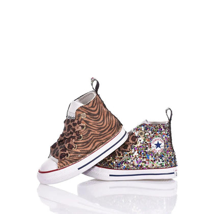 Converse Baby Tiger Rainbow Chuck Taylor Hi Animalier,Glitter