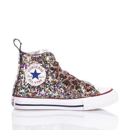 Converse Junior Tiger Rainbow Chuck Taylor Hi Animalier,Glitter