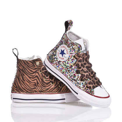 Converse Junior Tiger Rainbow Chuck Taylor Hi Animalier,Glitter