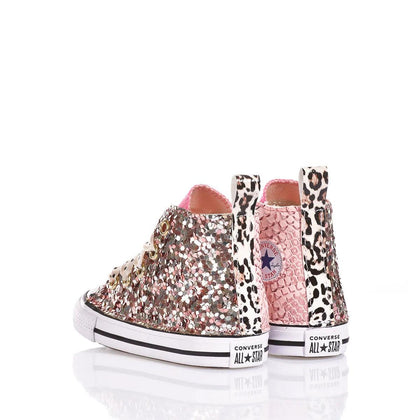Converse Baby Pink Spark Chuck Taylor Hi Animalier,Glitter