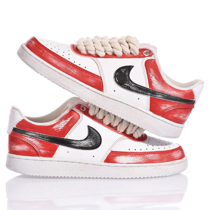 Nike Red Vintage Court Vision Dipinto
