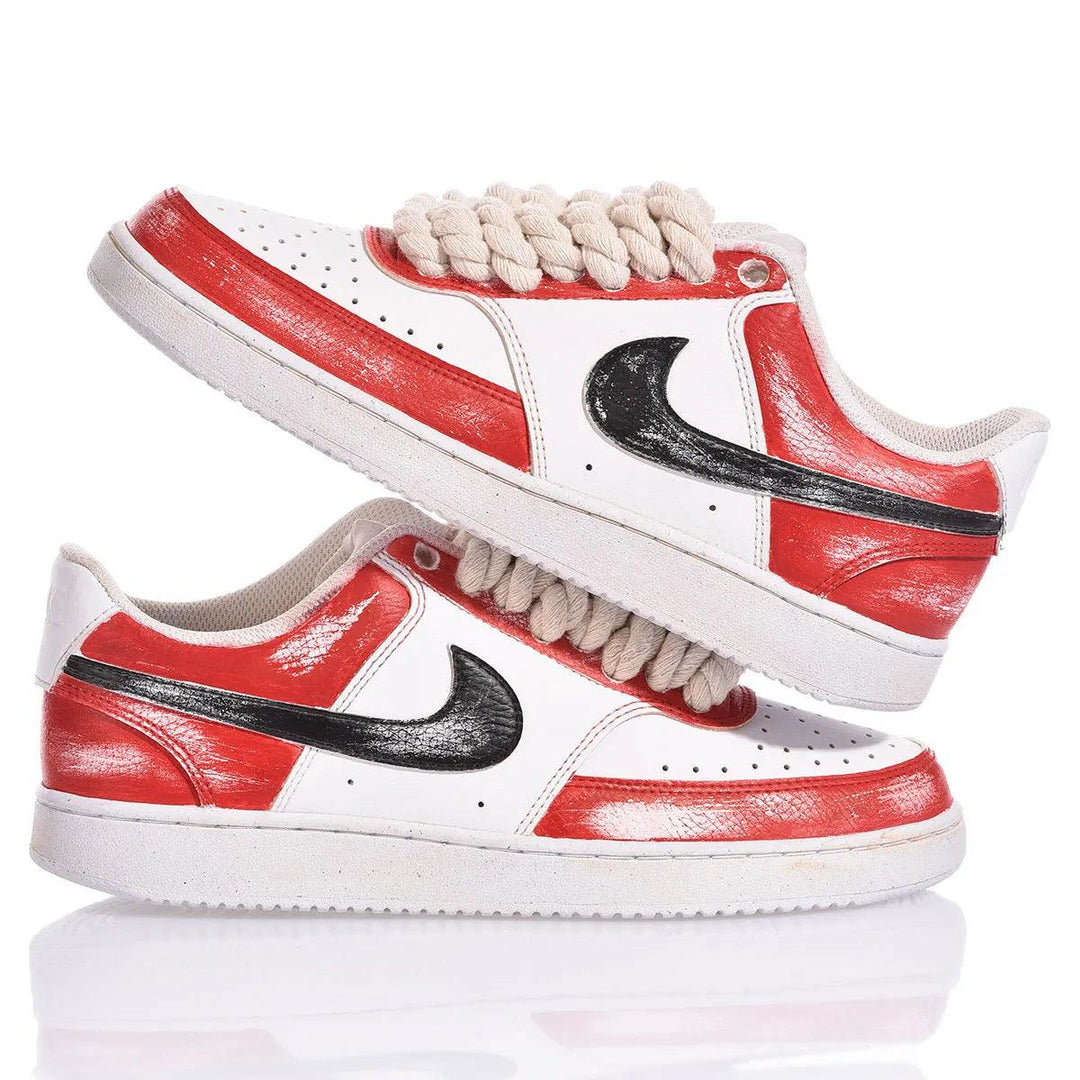 Nike Red Vintage Court Vision Dipinto