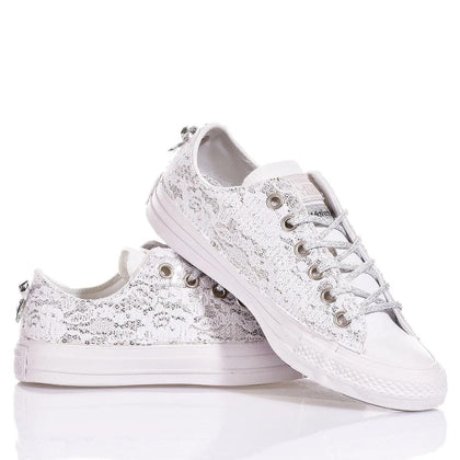 Converse Ox Glamour White Chuck Taylor Basse Pizzo