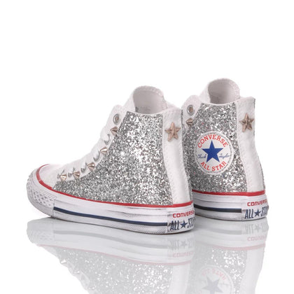 Converse Junior Glitter Silver Chuck Taylor Hi Glitter