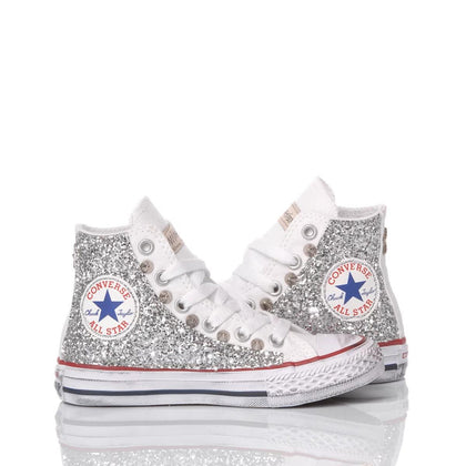Converse Junior Glitter Silver Chuck Taylor Hi Glitter