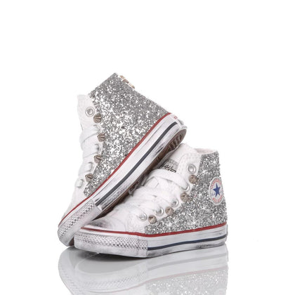 Converse Baby Glitter Silver Chuck Taylor Hi Glitter