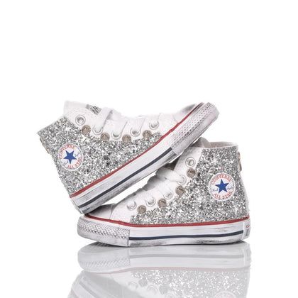 Converse Baby Glitter Silver Chuck Taylor Hi Glitter