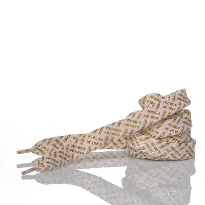 Lacci Intrecciati Bianco Oro 140 cm