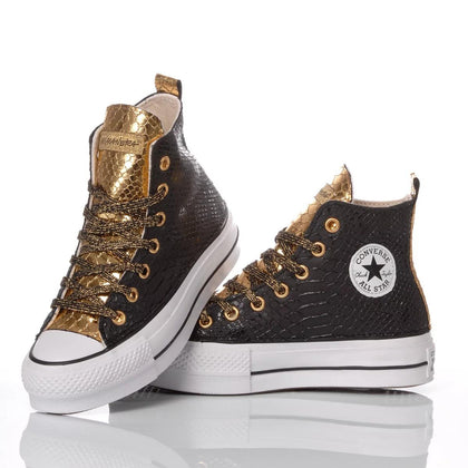 Converse Platform Snake Black/Gold Platform Animalier