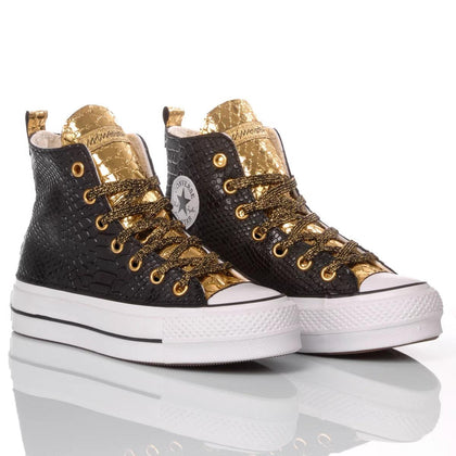 Converse Platform Snake Black/Gold Platform Animalier