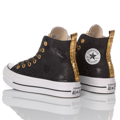 Converse Platform Snake Black/Gold Platform Animalier