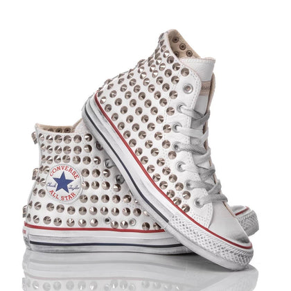 Converse Pelle Borchie Bianca