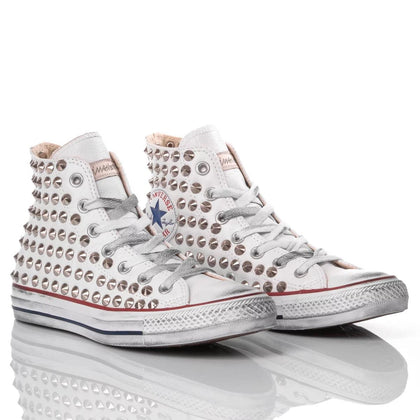 Converse Pelle Borchie Bianca