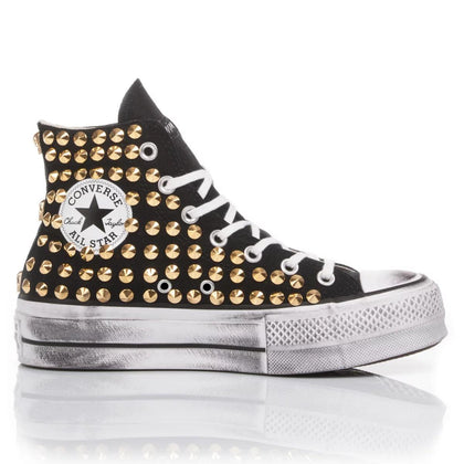 Converse Platform Nera Borchie Oro Platform Borchie