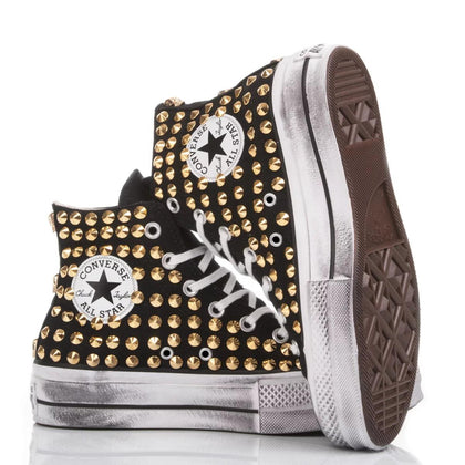 Converse Platform Nera Borchie Oro Platform Borchie