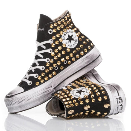 Converse Platform Nera Borchie Oro Platform Borchie