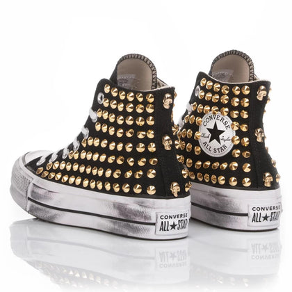 Converse Platform Nera Borchie Oro Platform Borchie