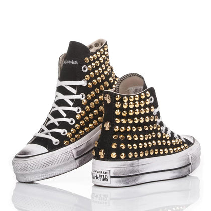 Converse Platform Nera Borchie Oro Platform Borchie