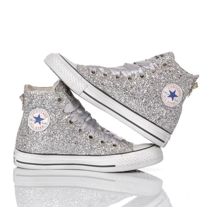 Converse Full Silver Chuck Taylor Hi Glitter