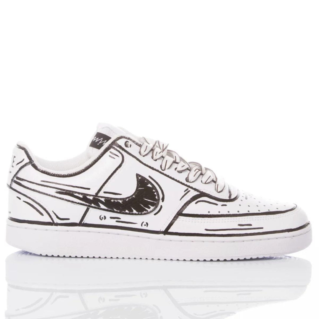 Nike Comics White Court Vision Dipinto