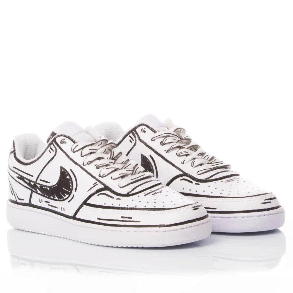 Nike Comics White Court Vision Dipinto
