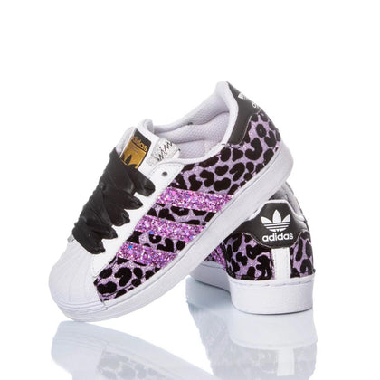 Adidas Superstar Junior Leo Purple Superstar Animalier,Glitter