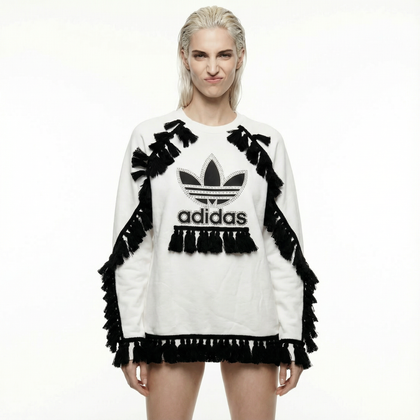 Felpa adidas bianca con swarovski e dettagli neri