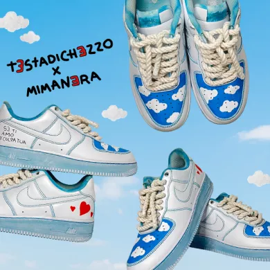 Mit dem Kopf in den Wolken und coolen Schuhen an den Füßen, hier ist die Sneaker-Kollaboration mit dem Künstler Testa Di Chezzo!