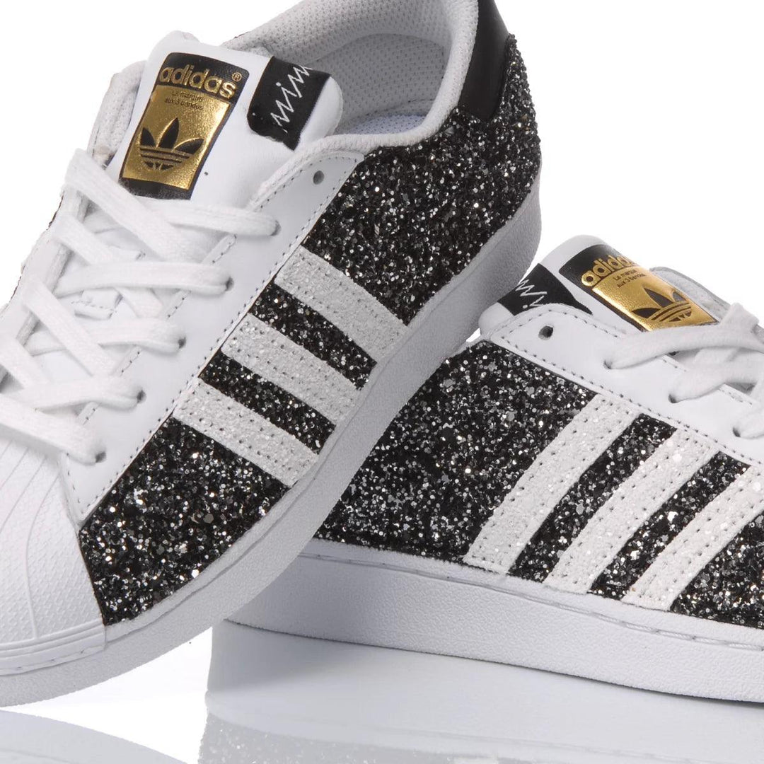 Adidas Superstar Schwarze mit Glitzer1