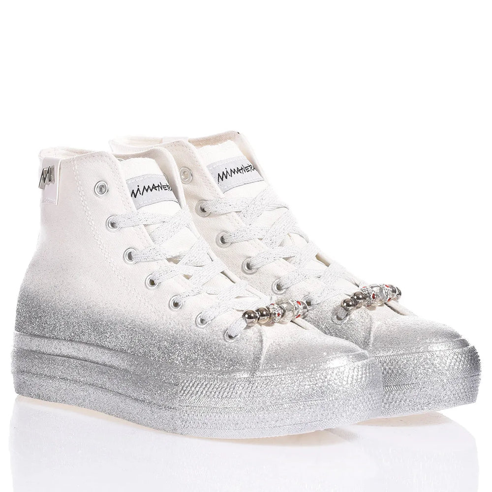 Mimanera Airlines Platform Silver Glittery Airlines Platform Glitter