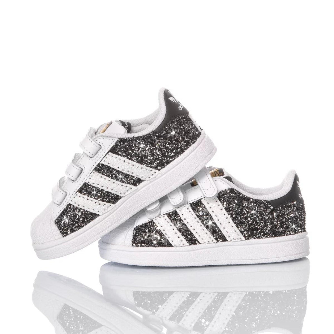 Adidas Superstar Baby Glitter Black customized mimanera Adidas Superstar Baby Glitter Black customized mimanera
