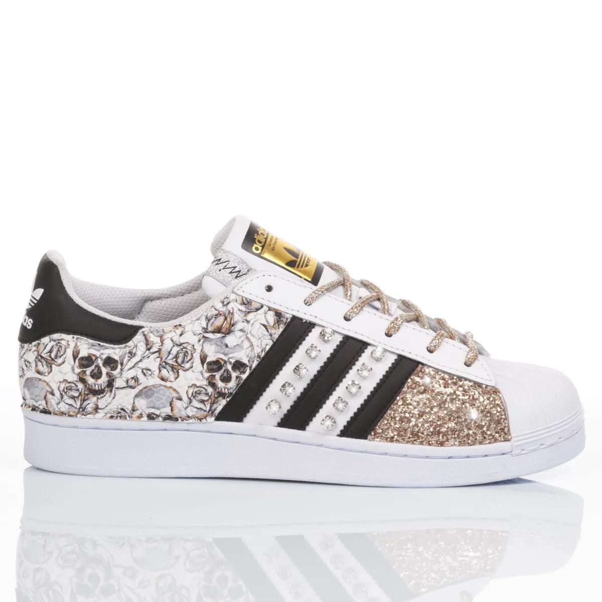 adidas gazelle silver green womens Adidas Superstar Glitter Argento Bande Nere Brillantini  UPremium