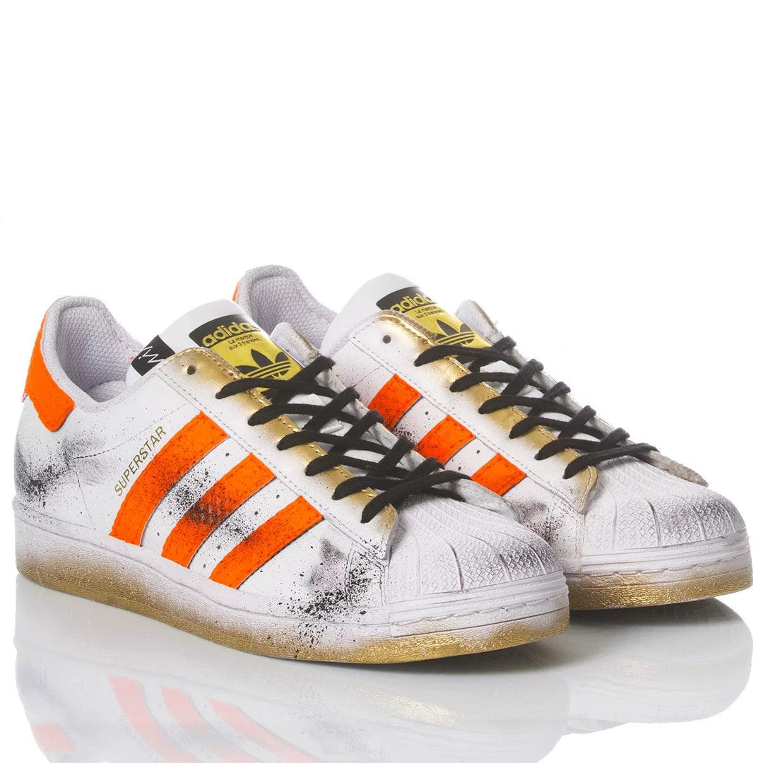 Adidas Superstar Orange Boost personnalise Mimanera Adidas Superstar Orange Boost personnalise Mimanera