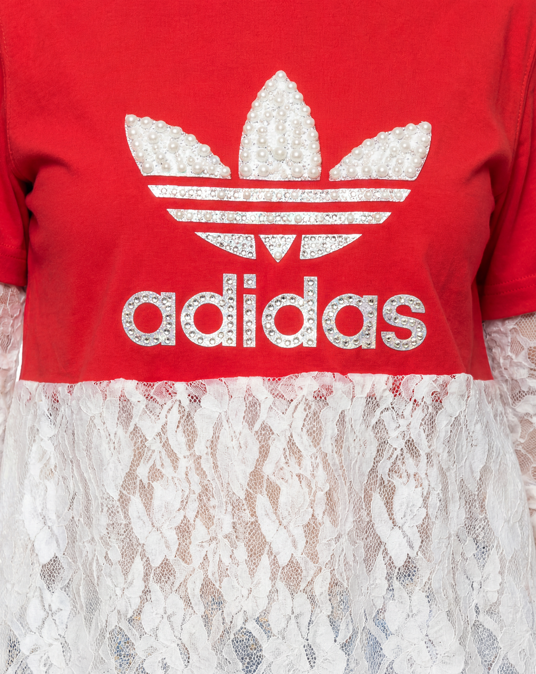 Adidas T-shirt Red Lace White