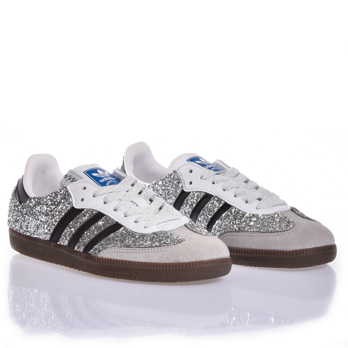 adidas gazelle silver green womens Adidas Samba Glitter Shimmer Silver