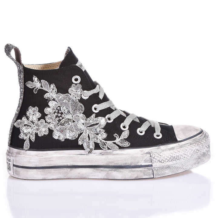 Converse Platform Silver Flowers