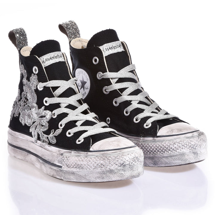 Converse Platform Silver Flowers