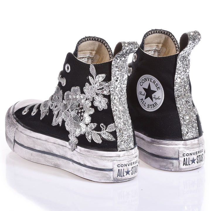 Converse Platform Silver Flowers