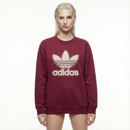 Felpa Bordeux con Perle e Swarovski