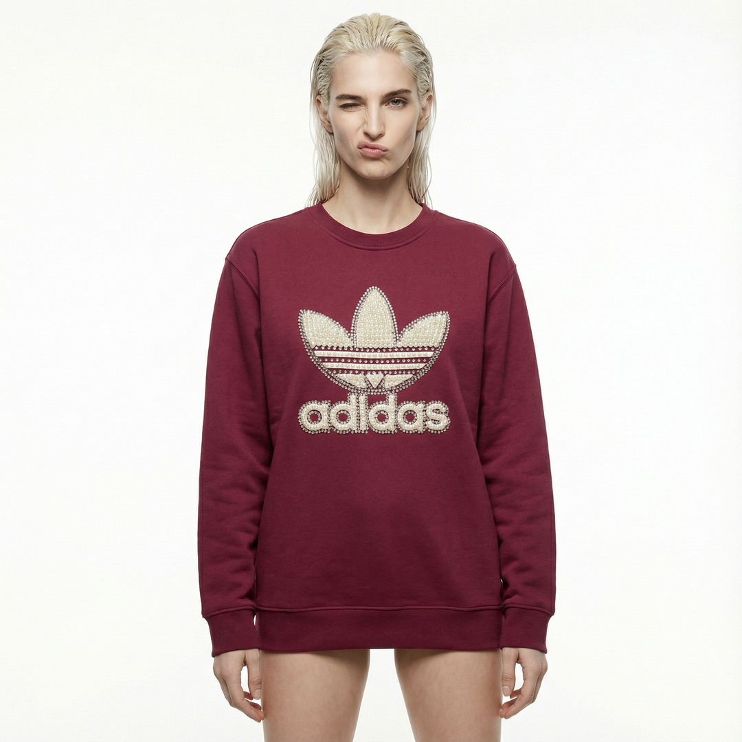 Felpa Bordeux con Perle e Swarovski