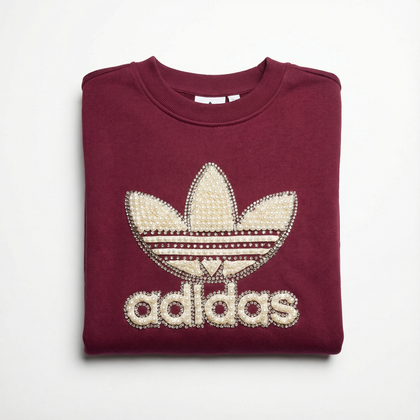 Felpa Bordeux con Perle e Swarovski