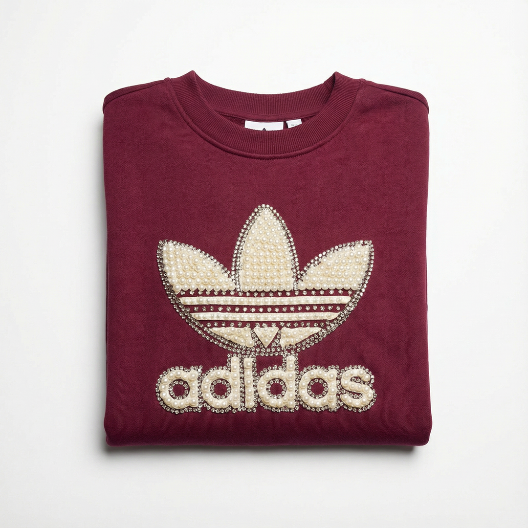 Felpa Bordeux con Perle e Swarovski