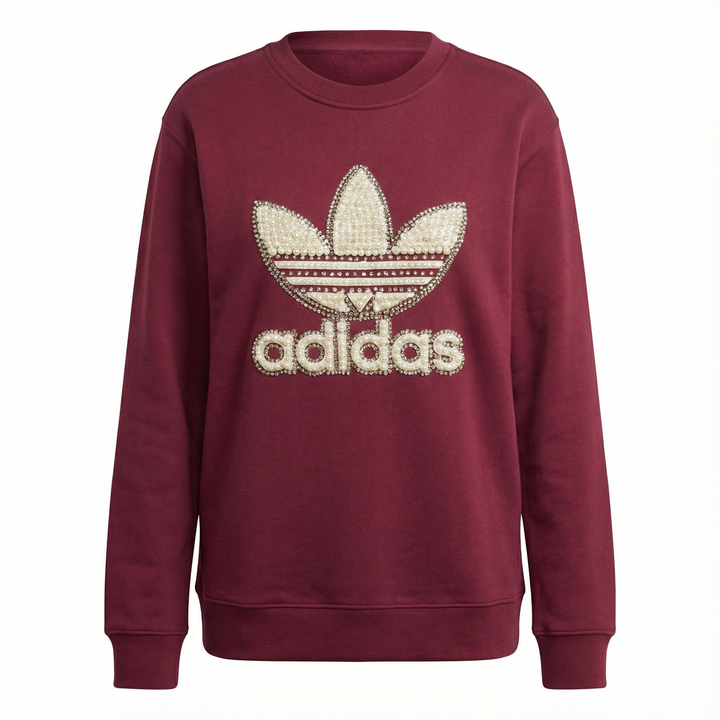 Felpa Bordeux con Perle e Swarovski