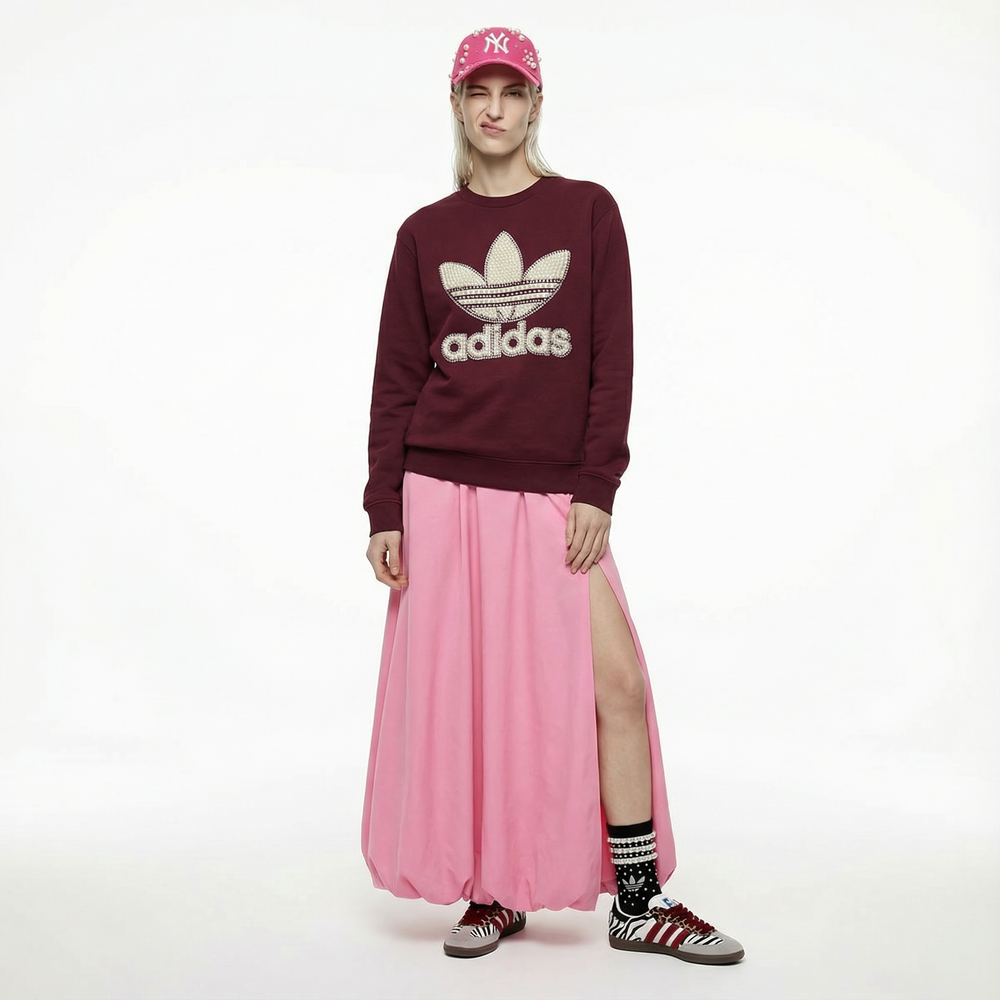 Felpa Bordeux con Perle e Swarovski